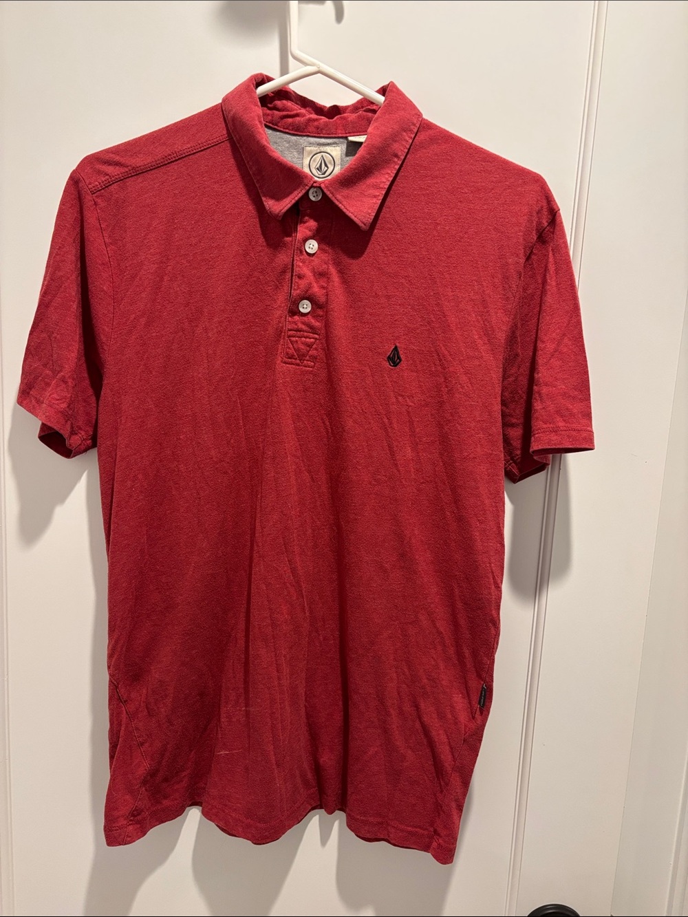 Volcom Red Short-Sleeve Polo with Subtle Logo